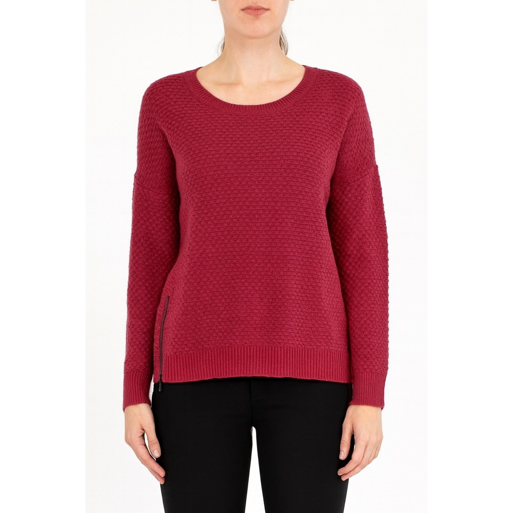 Madewell Women's Textured Knit Sweater Size Small burgundy Crew‎ Neck Pullover